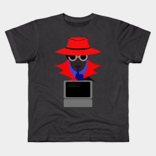 Lady Red Shush (Afro W/Computer): A Cybersecurity Design Kids T-Shirt